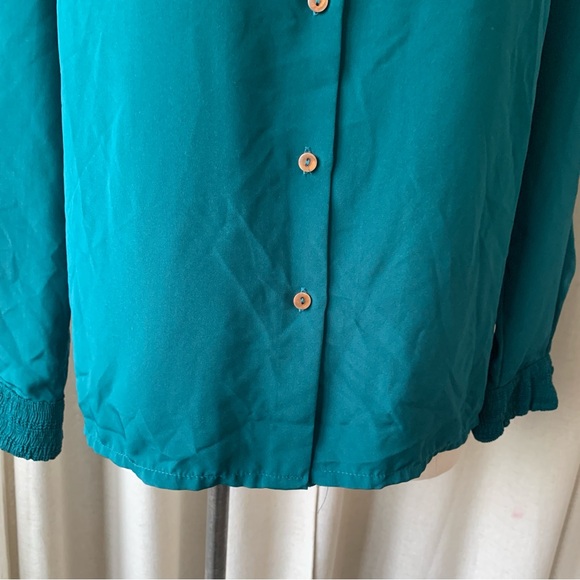 PRINCIPLES GREEN VINTAGE BLOUSE WITH TEXTURED COLLAR 12 - Picture 5 of 9